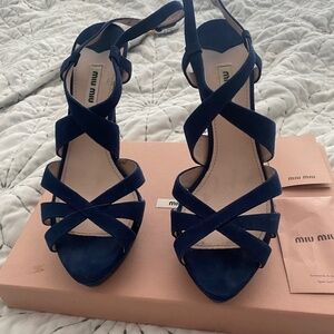 Miu Miu navy blue suede heel